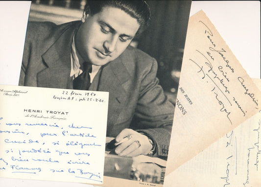écrivain ensemble Troyat 1 carte autographe signée 1 photo 2 envois