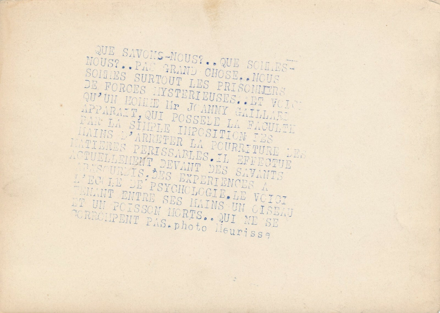 Medium parapsychologie Joanny Gaillard photo photographie v. 1930