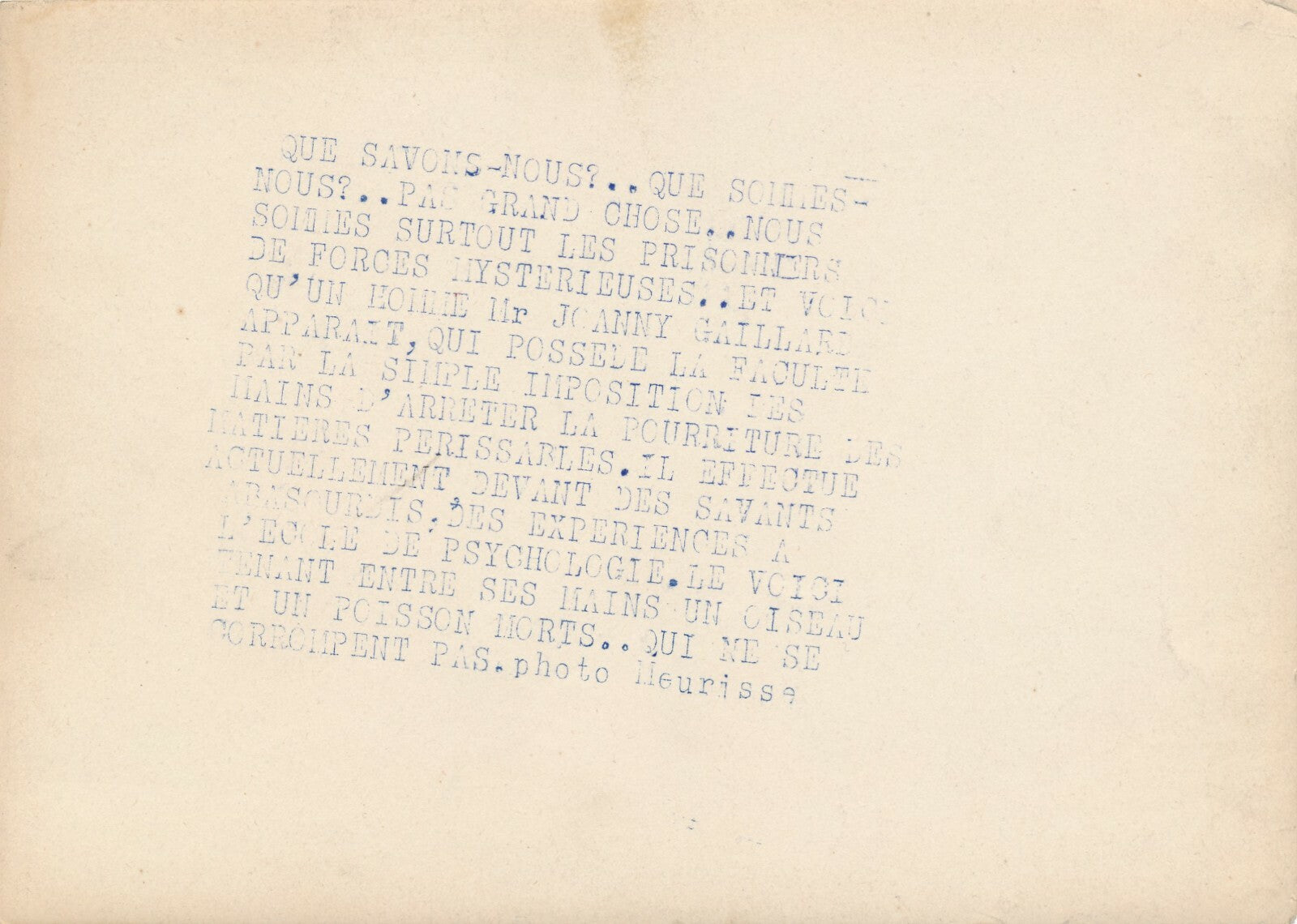 Medium parapsychologie Joanny Gaillard photo photographie v. 1930