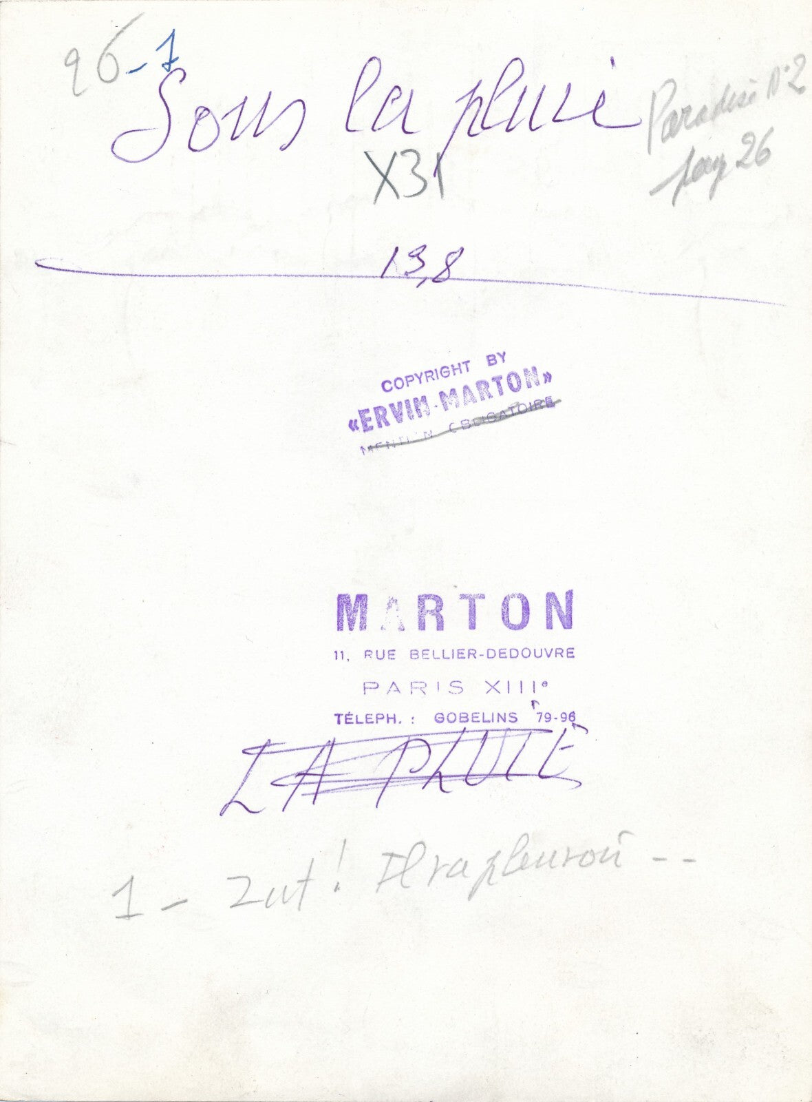 Ervin MARTON femme sexy photo photographie époque v. 1950 parapluie nu