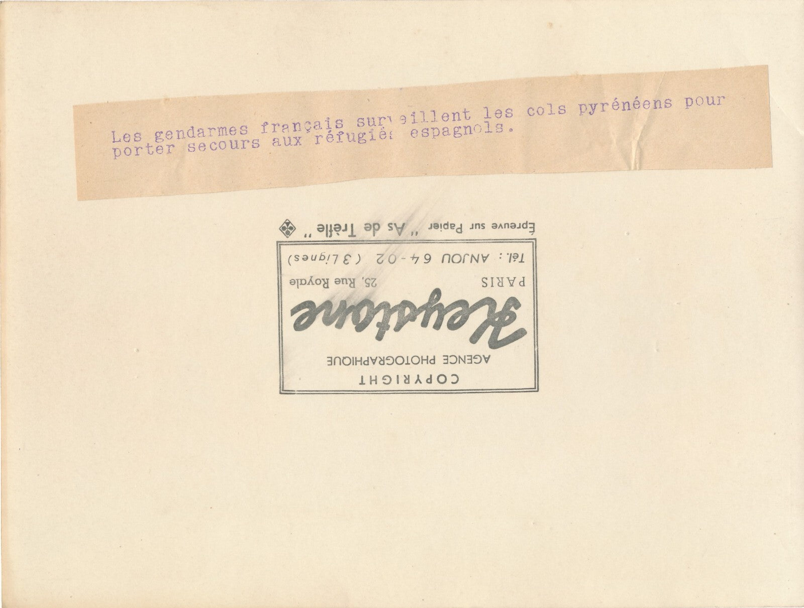 Guerre civile Espagne gendarmes Pyrénées v. 1937 frontière photo photographie