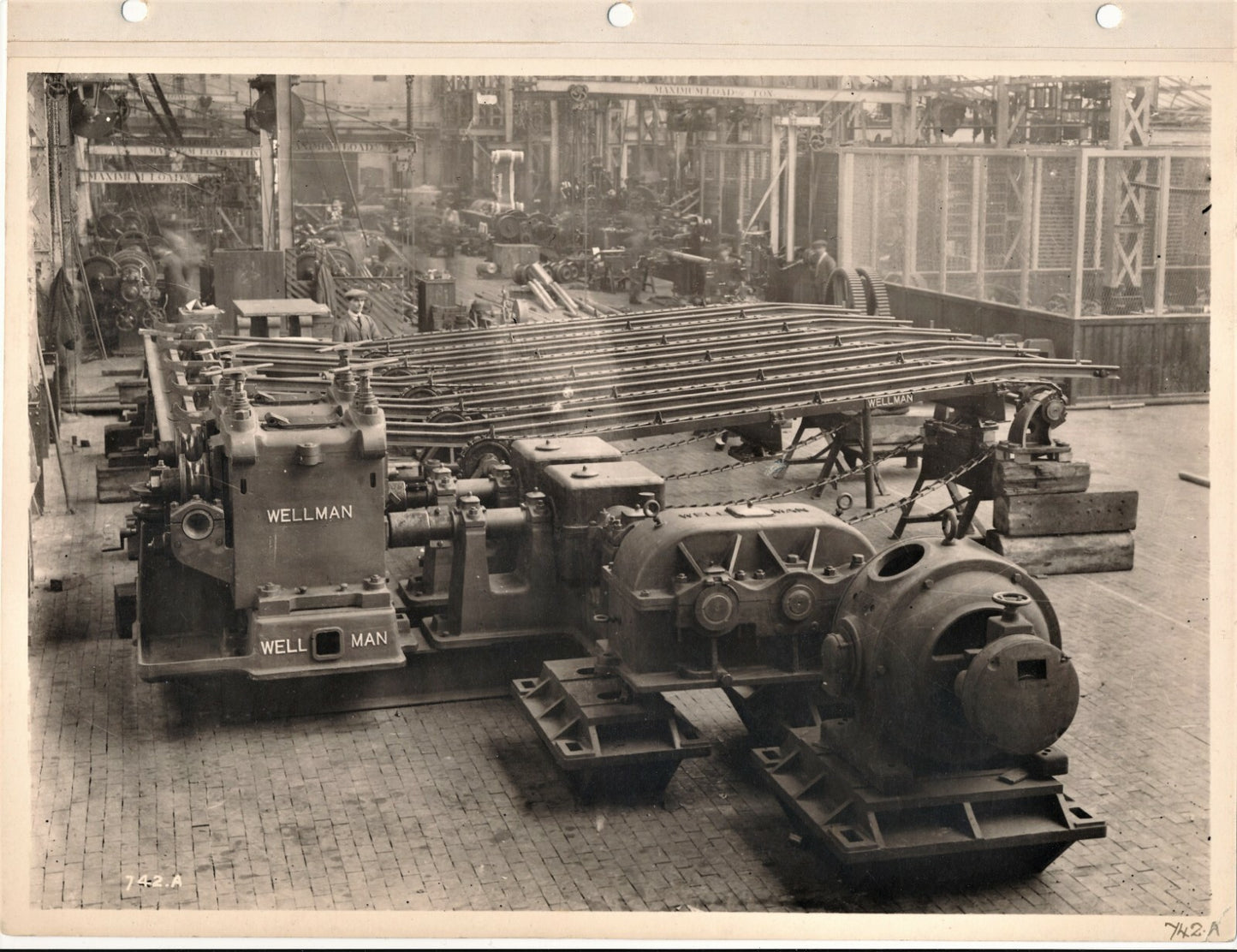 Photo machine usines acier usinage WELLMAN 3 tirages sépia argentique époque