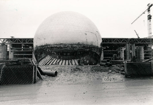 Photographie Géode Villette construction 2 tirages argentiques époque v 1980