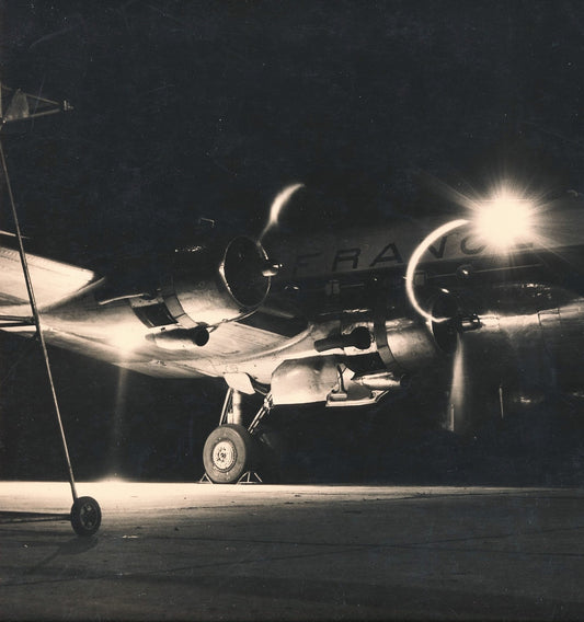 Photographie Avion Air France v. 1950 Afrique tirage argentique époque nuit