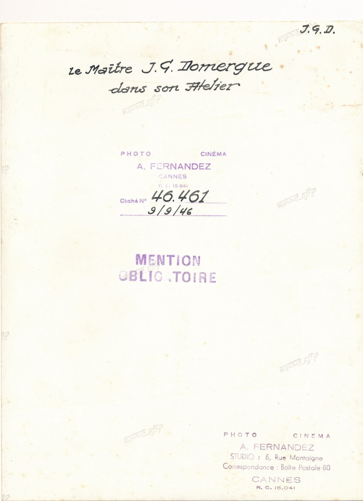 Jean Gabriel DOMERGUE photo photographie atelier peintre chevalet figure