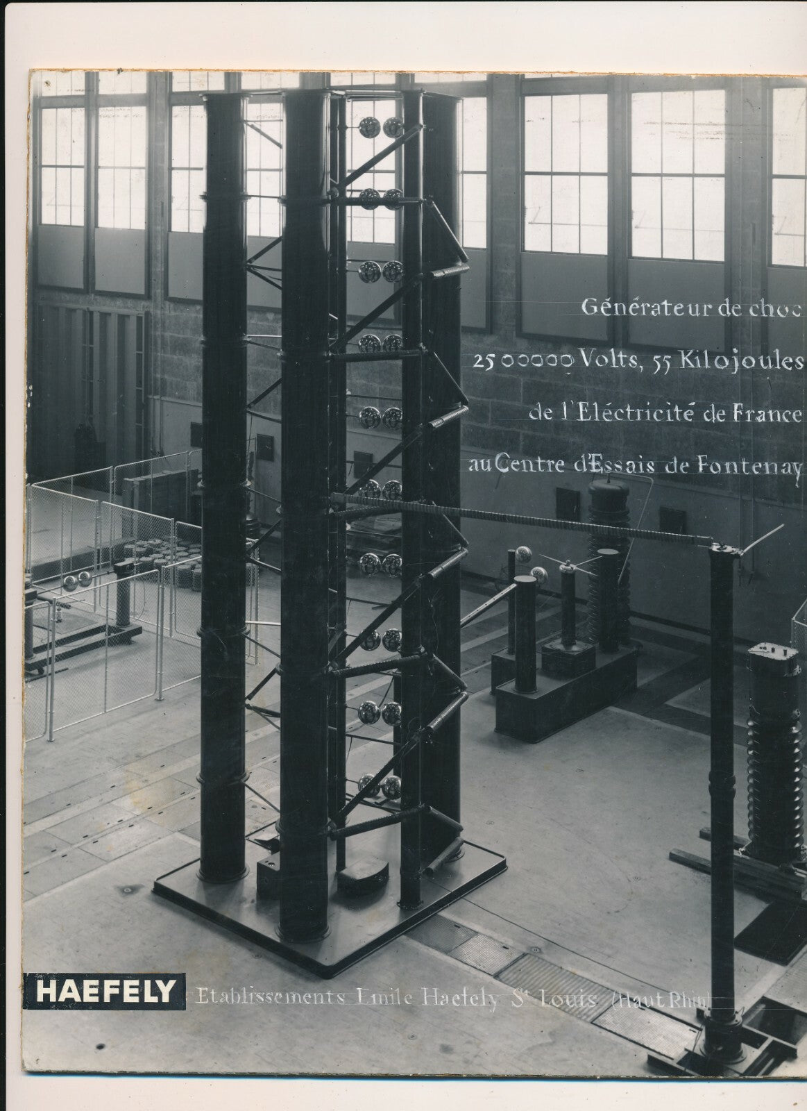 Haefely, établissement générateur de choc volts Fontenay photo photographie