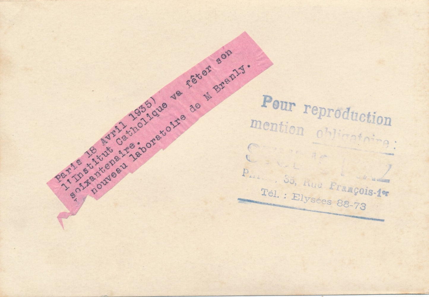Institut Catholique laboratoire physicien Edouard Branly 1935 photo photographie