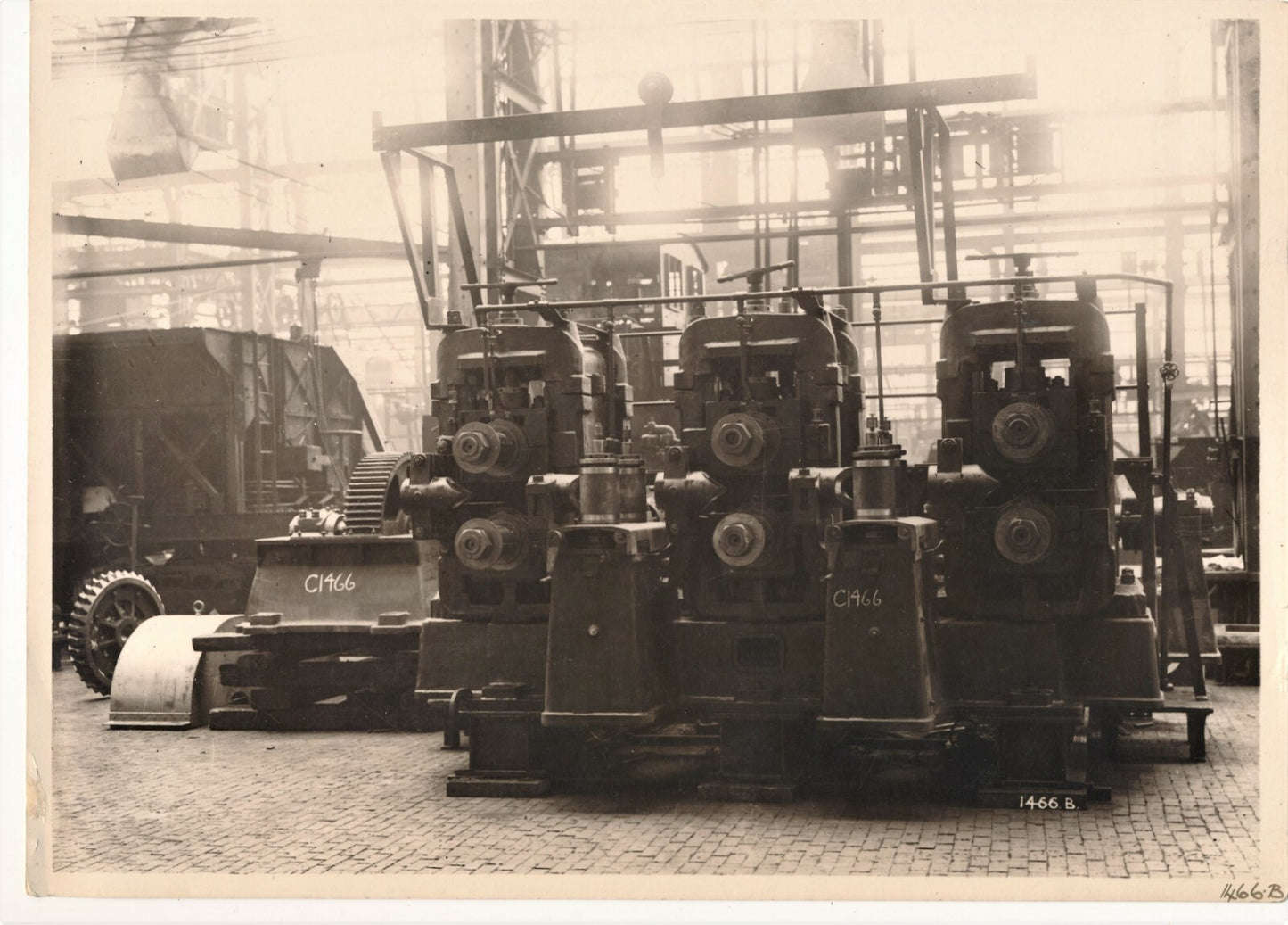 Photo machine usines acier usinage WELLMAN 3 tirages sépia argentique époque