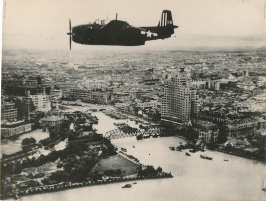 Militaria Shanghai Chine avion Alliés photo photographie v. 1945 Keystone