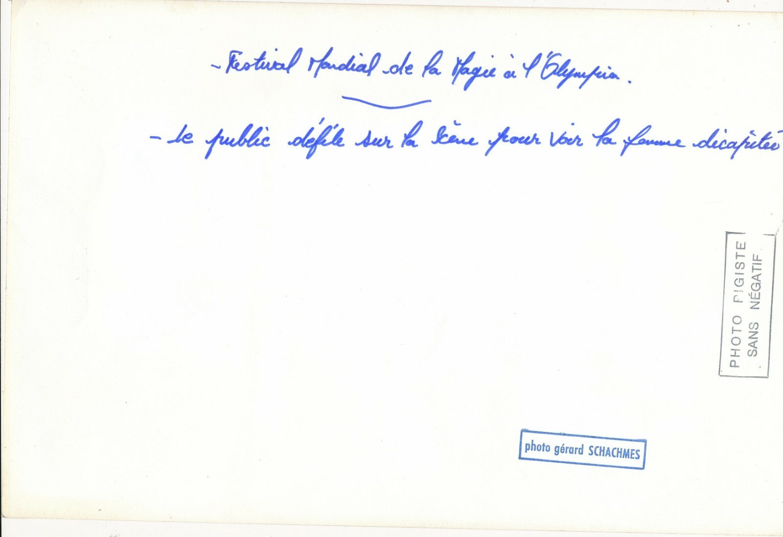 Festival mondial magie Olympia la femme décapitée photo photographie