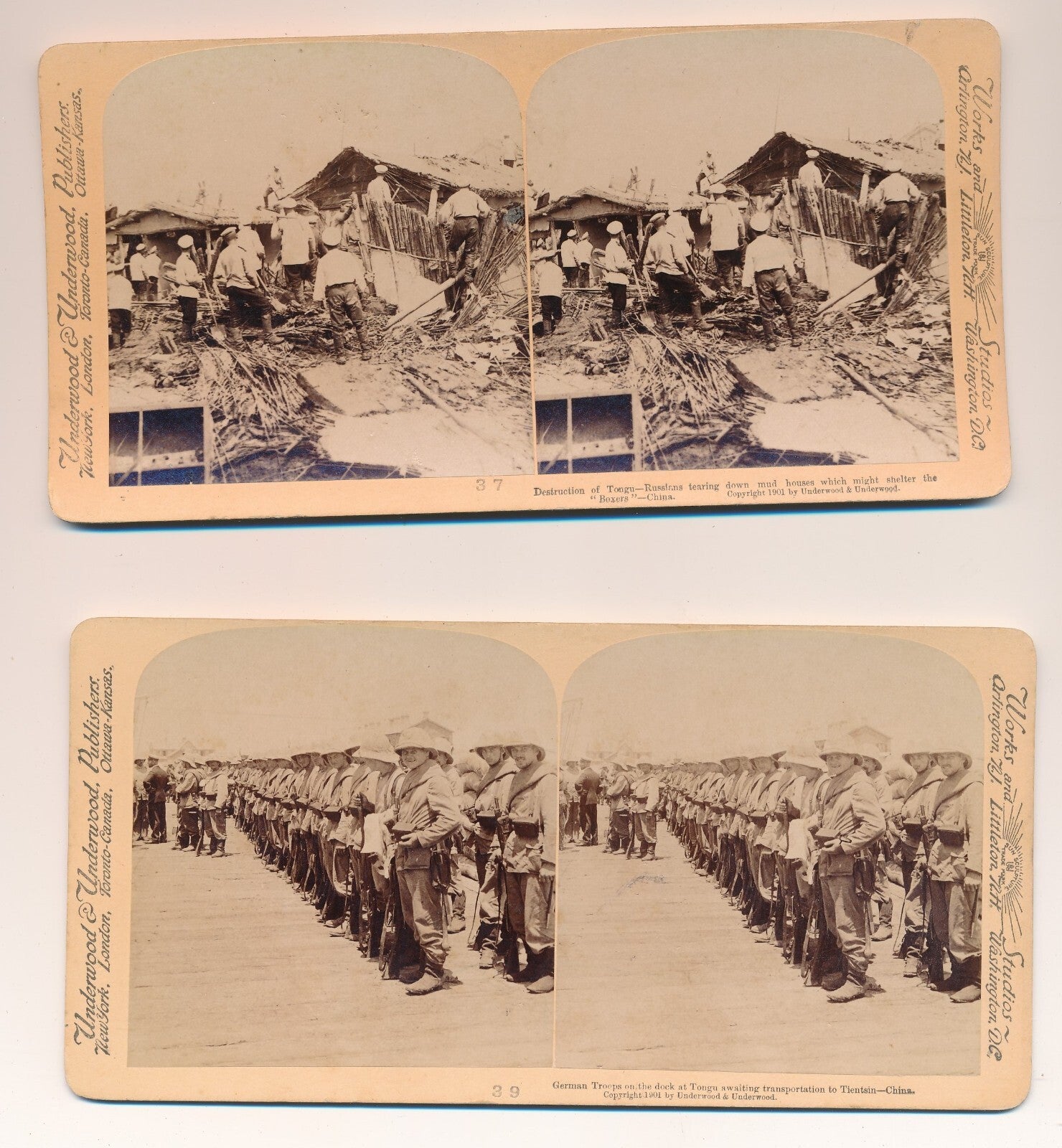 Chine 5 cartes stéréoscopiques photo photographie stereo stéréo
