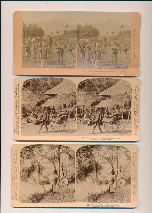 Japon 6 cartes stéréoscopiques photo photographie stereo stéréo