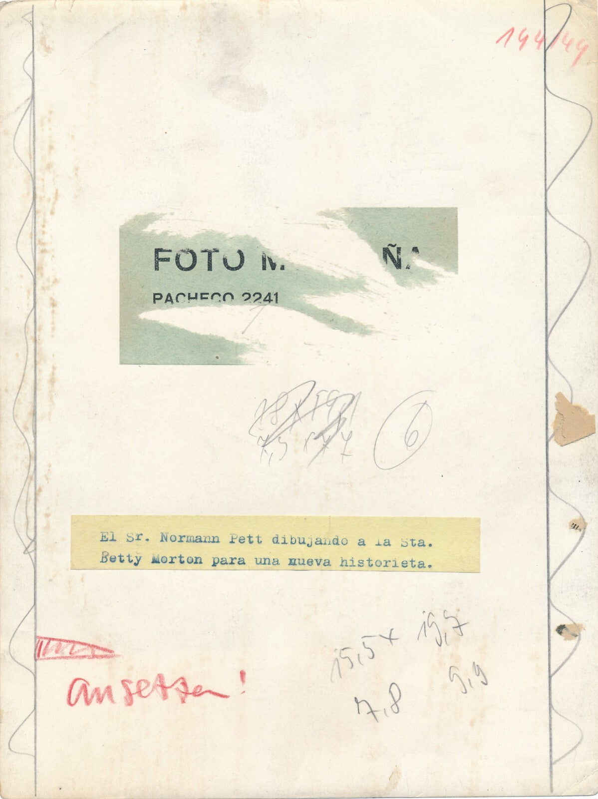 Norman PETT photo photographie bande dessinée Jane Daily Mirror