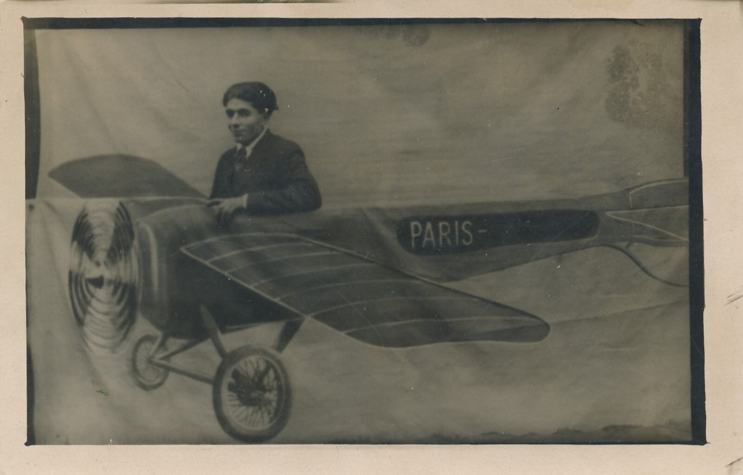 Fête foraine, avion, photo, portrait montage argentique époque vers 1920