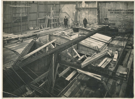 Chantier coffrage béton vers 1920 photo photographie