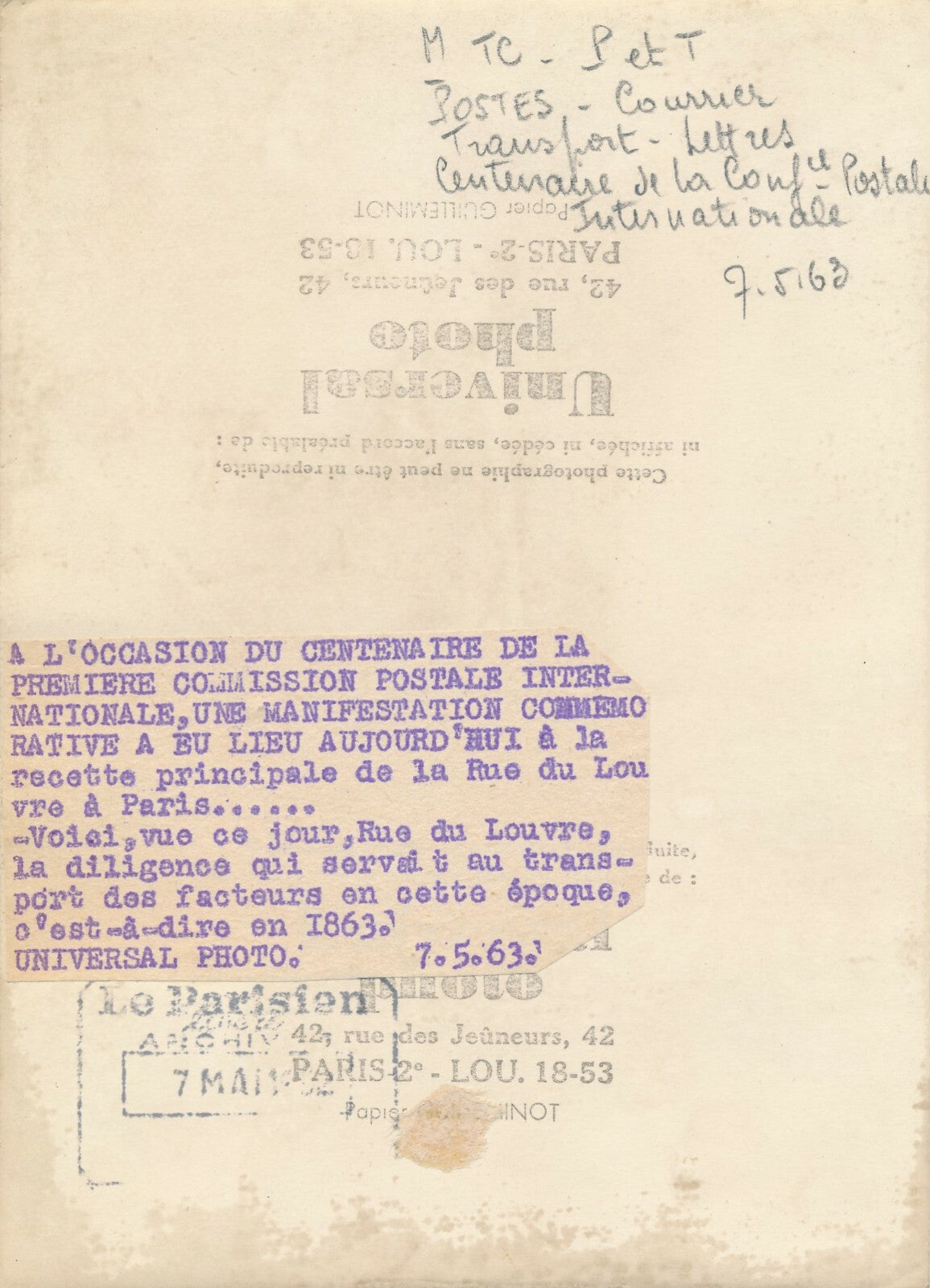 2 photographies centenaire Commission postale Poste photo photographie