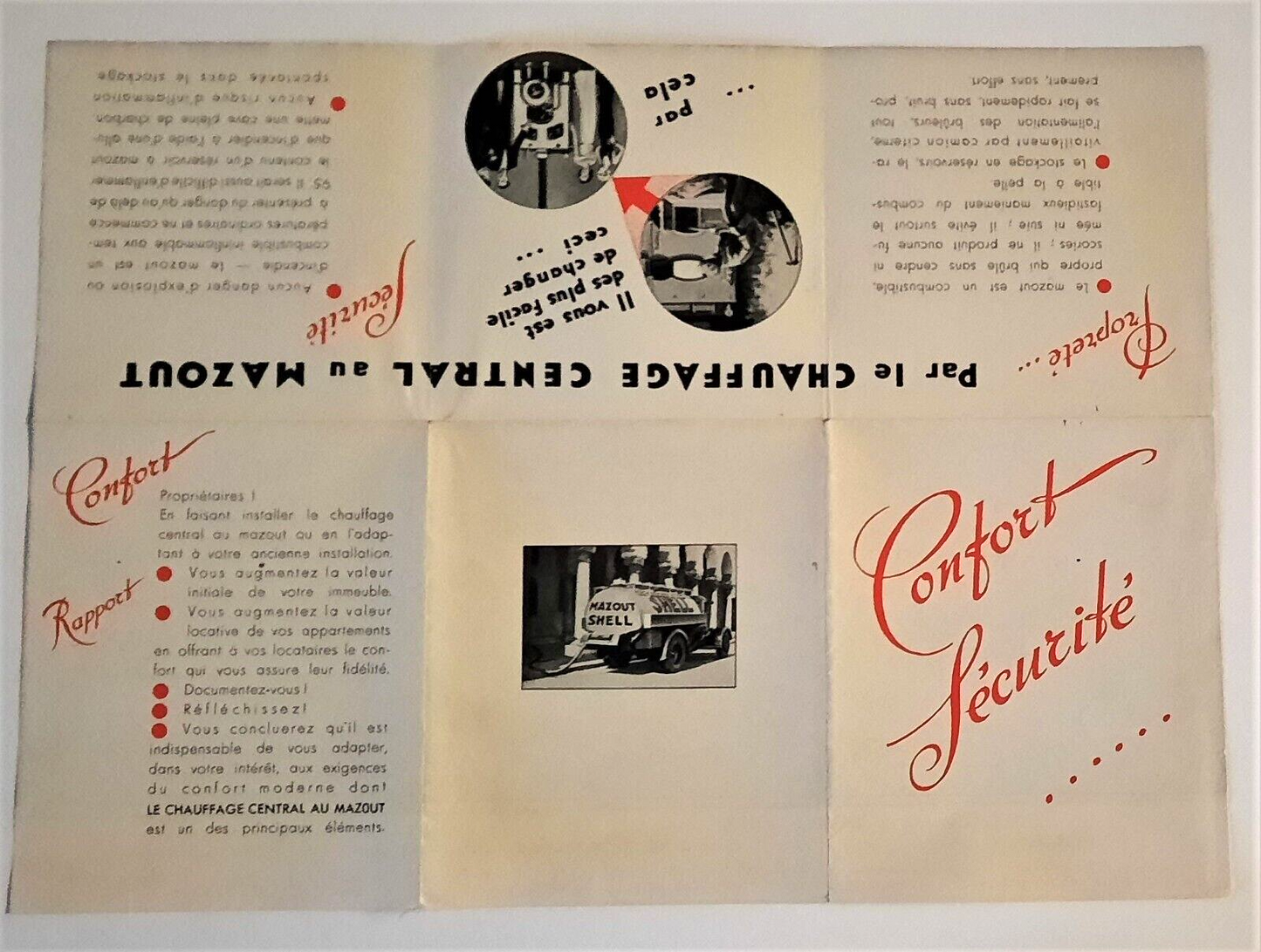 Montage photographique imprimé chauffage gaz publicité v. 1950