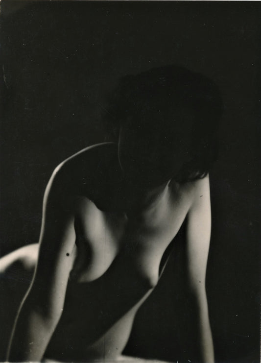 Photographie photo Etude buste tête ombre  époque v. 1940 beauté sexy nu