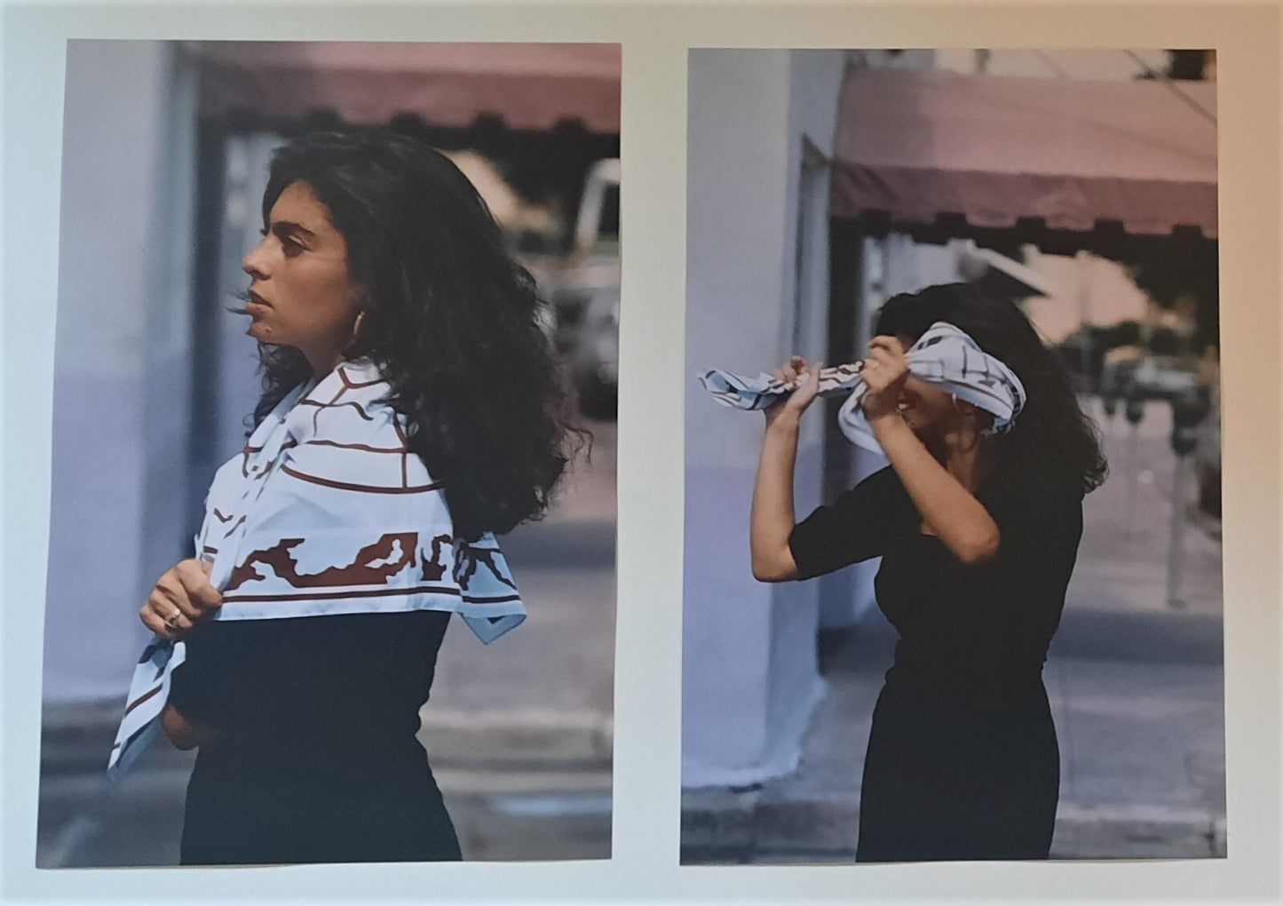 Mode publicité 2 tirages couleur photo photographie rue femme foulard