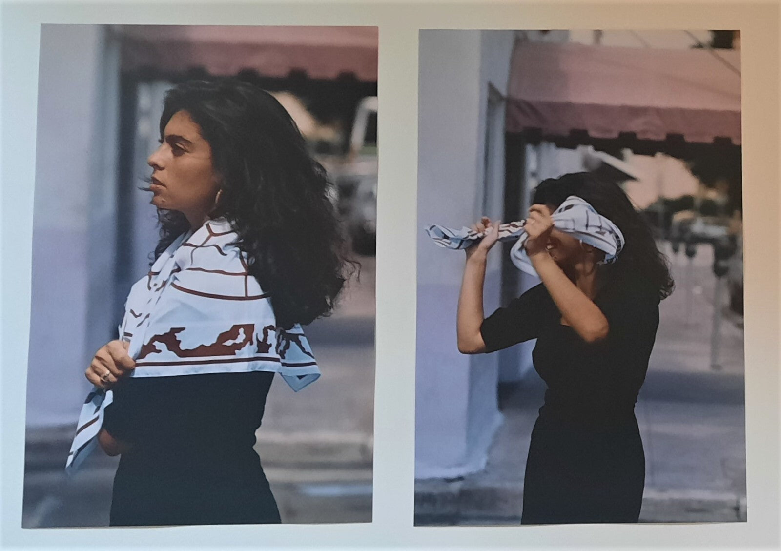 Mode publicité 2 tirages couleur photo photographie rue femme foulard