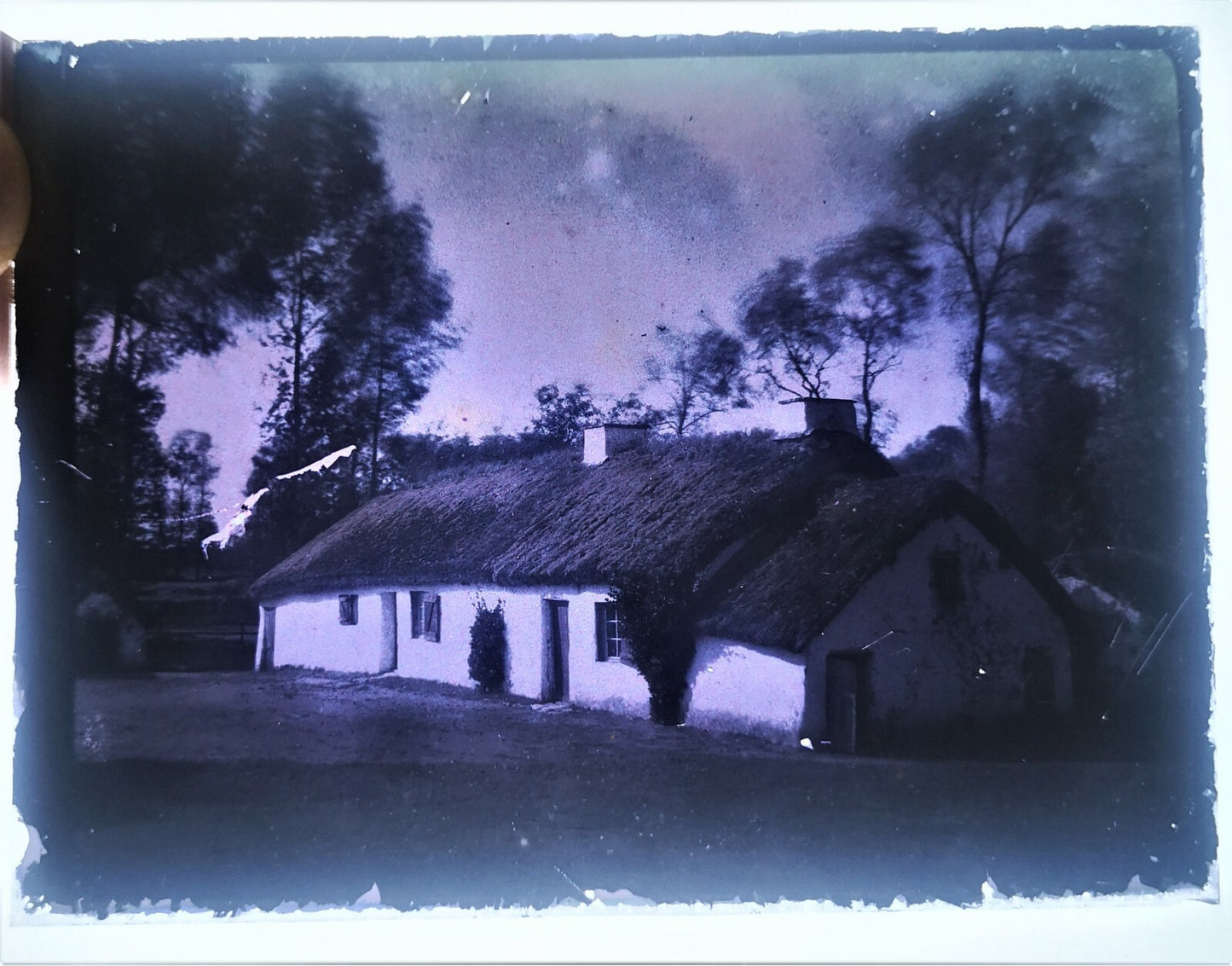 3 autochrome maison toit chaume Normandie 9 x 12 cm photo photographie