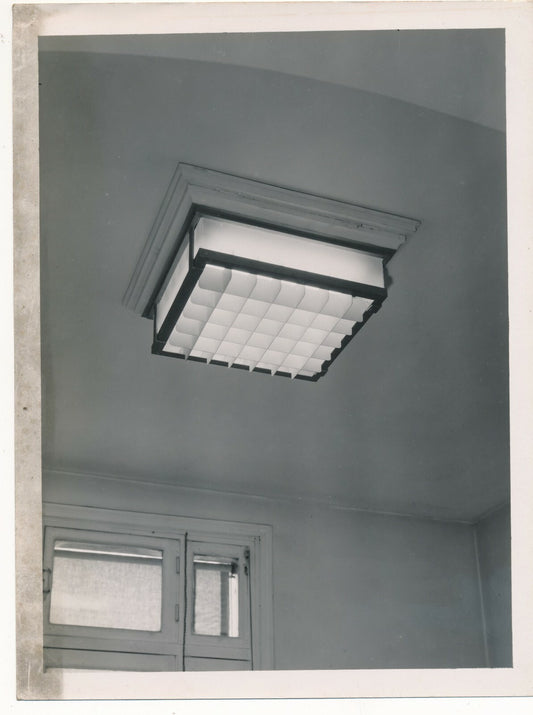 Plafonnier carré luminaire Art déco photo photographie époque Borremans