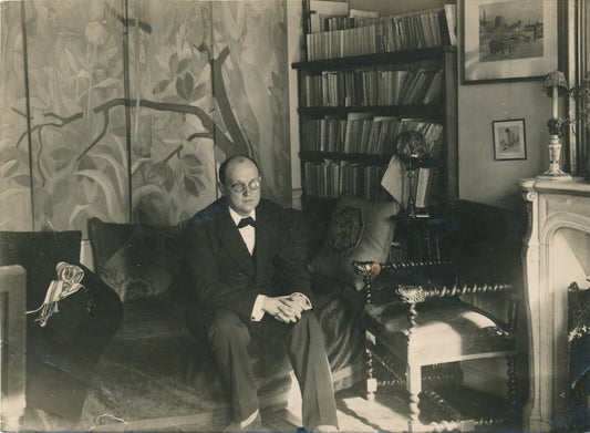 Georges Duhamel argentique époque chez lui portrait vers 1930 photographie