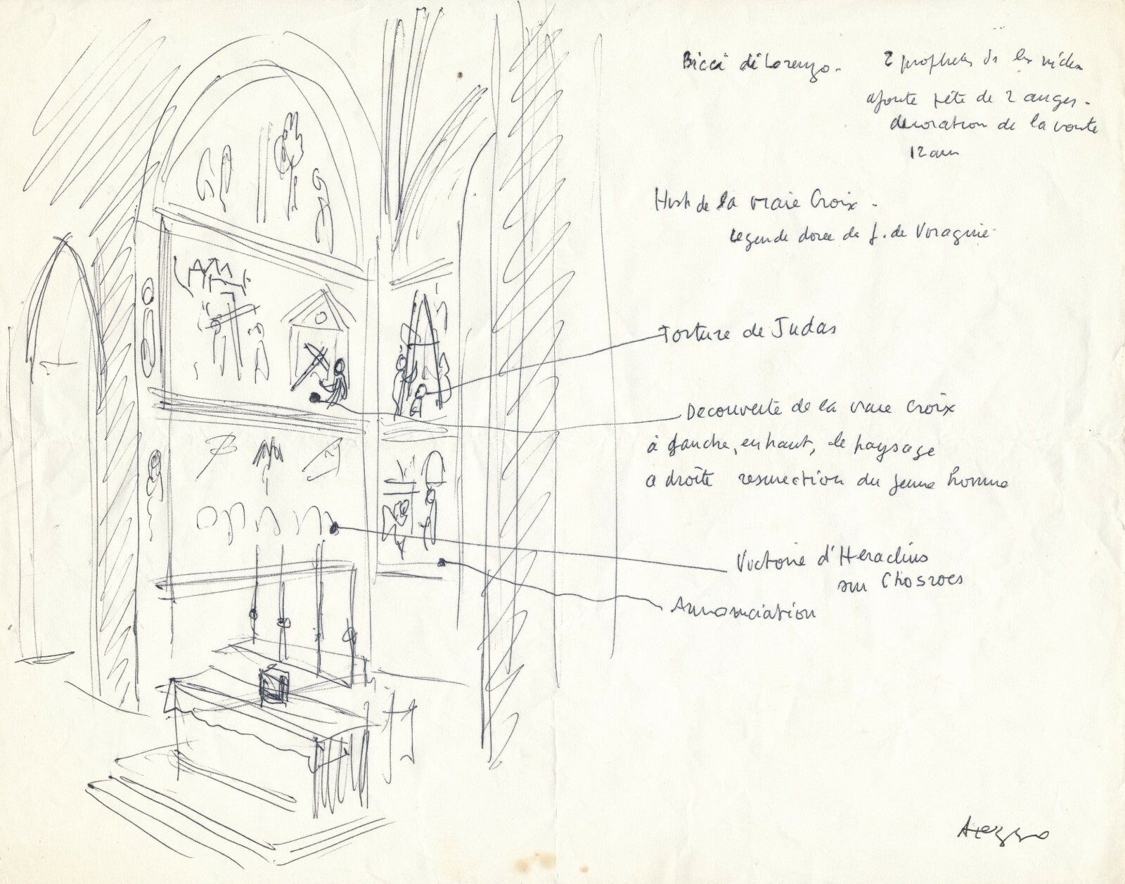 Roger PARRY (1905-1977), photographe illustrateur dessin voyage Italie non signé