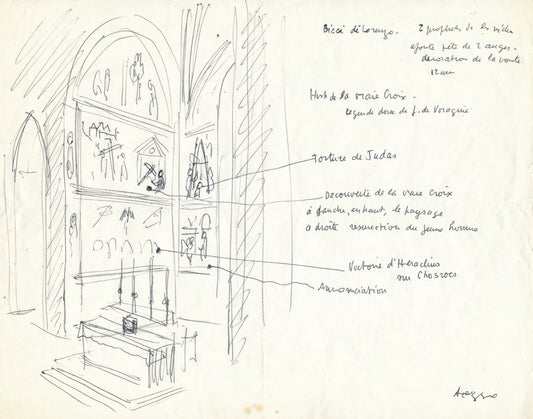 Roger PARRY (1905-1977), photographe illustrateur dessin voyage Italie non signé