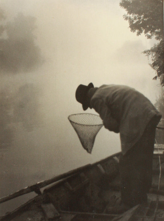 photo pictorialisme pêcheur pictorialiste Anvers Creemers Belgique v. 1930 signé