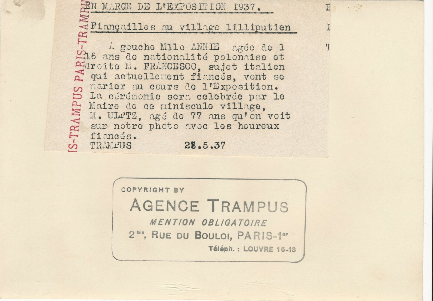 Exposition internationale 1937 mariage de nains photo photographie 