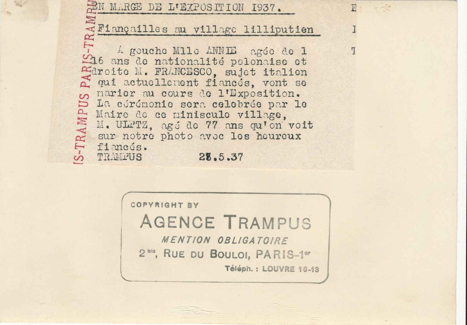 Exposition internationale 1937 mariage de nains photo photographie 