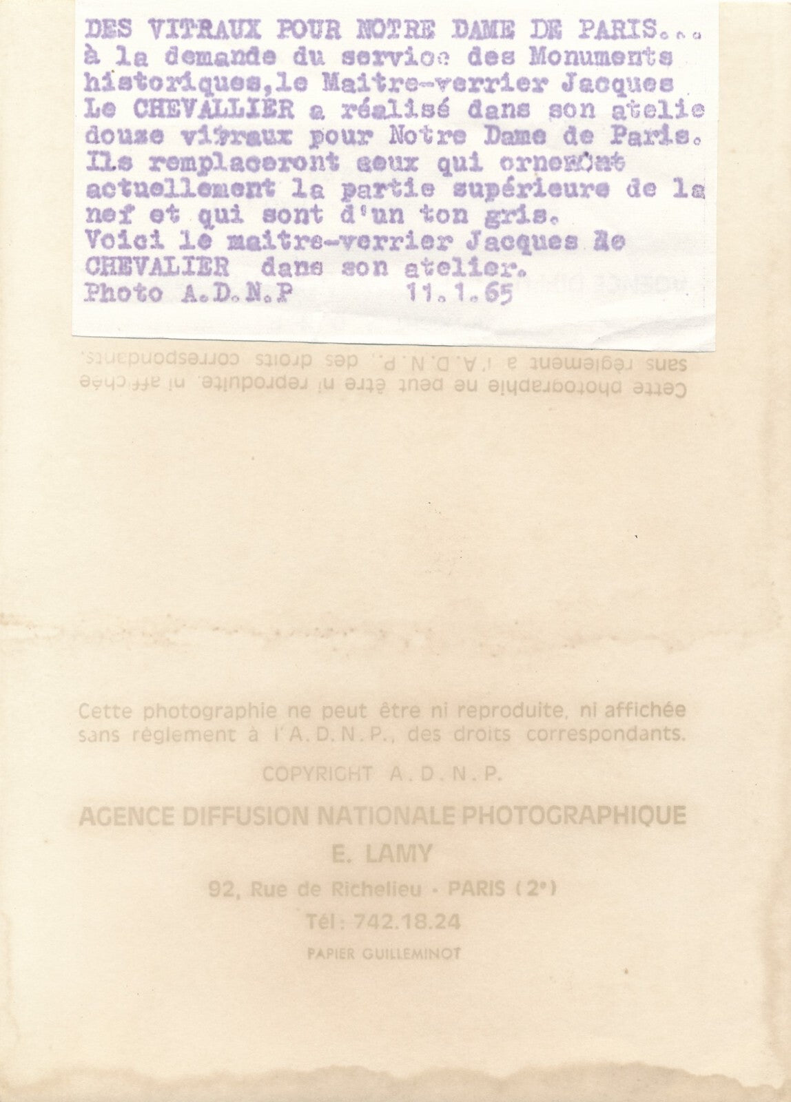 Jacques LE CHEVALLIER peintre verrier photo photographie époque 1965 vitrail