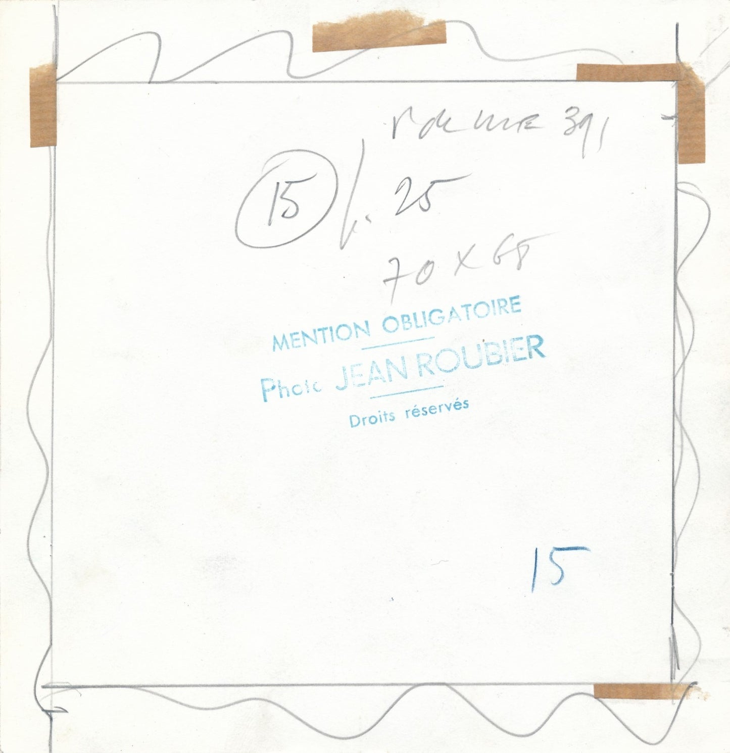 Jean Roubier paysage avec église romane photo argentique époque c. 1960-1970