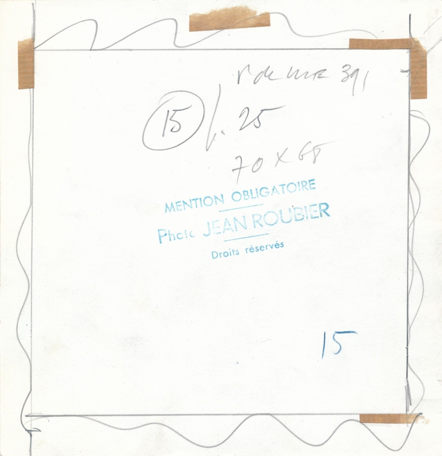 Jean Roubier paysage avec église romane photo argentique époque c. 1960-1970