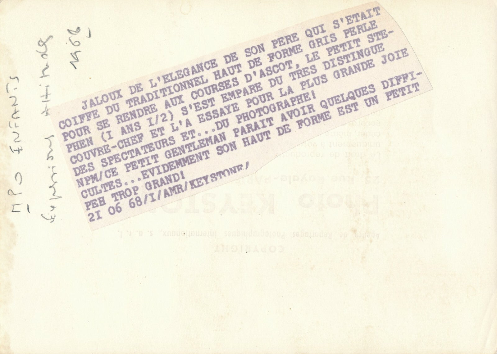 enfant chapeau haut de forme courses d’Ascot Grande-Bretagne photo photographie