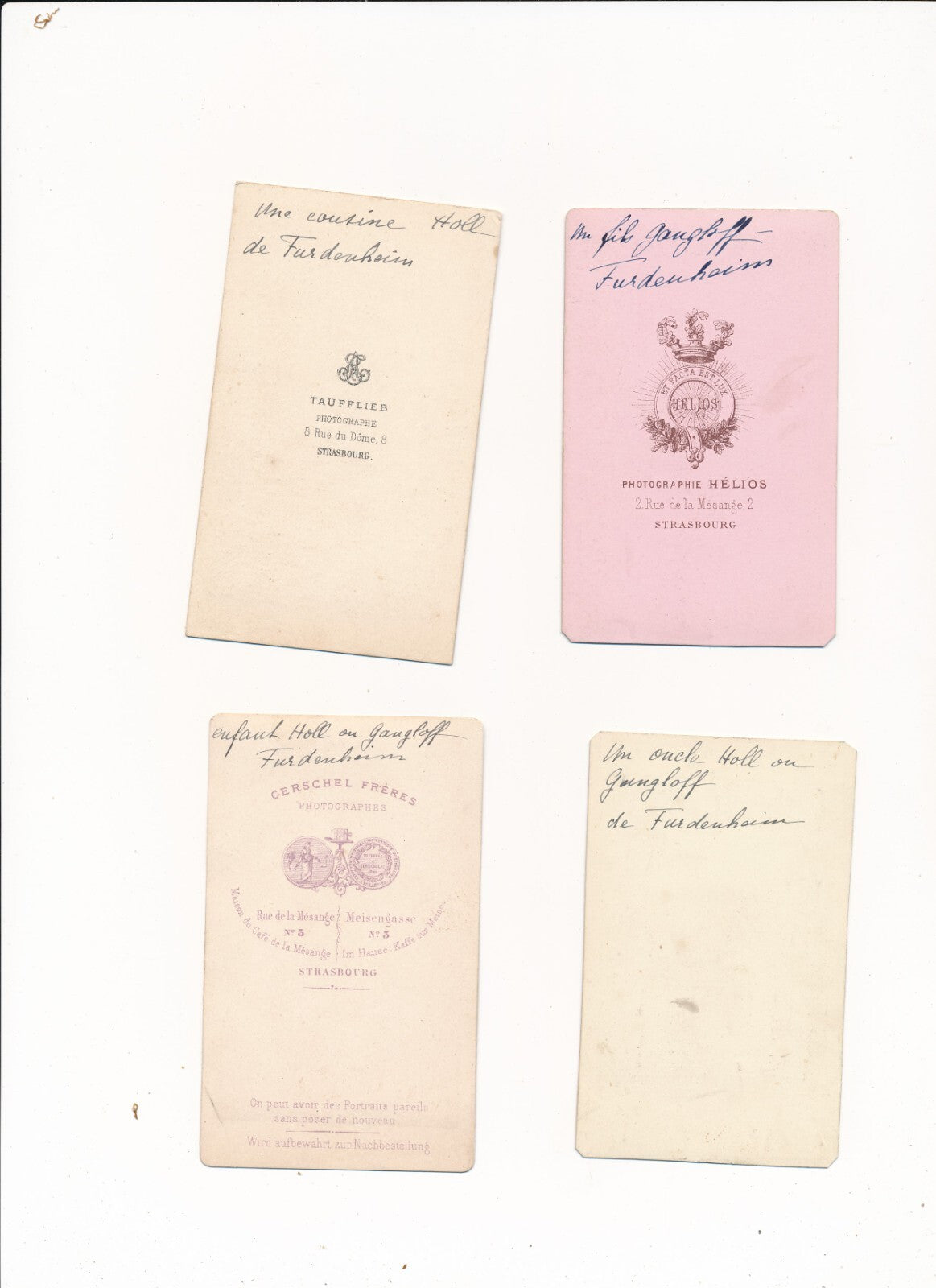 Famille HOLL  GANGLOFF Furdenheim bas Rhein 4 cdv photo photographie