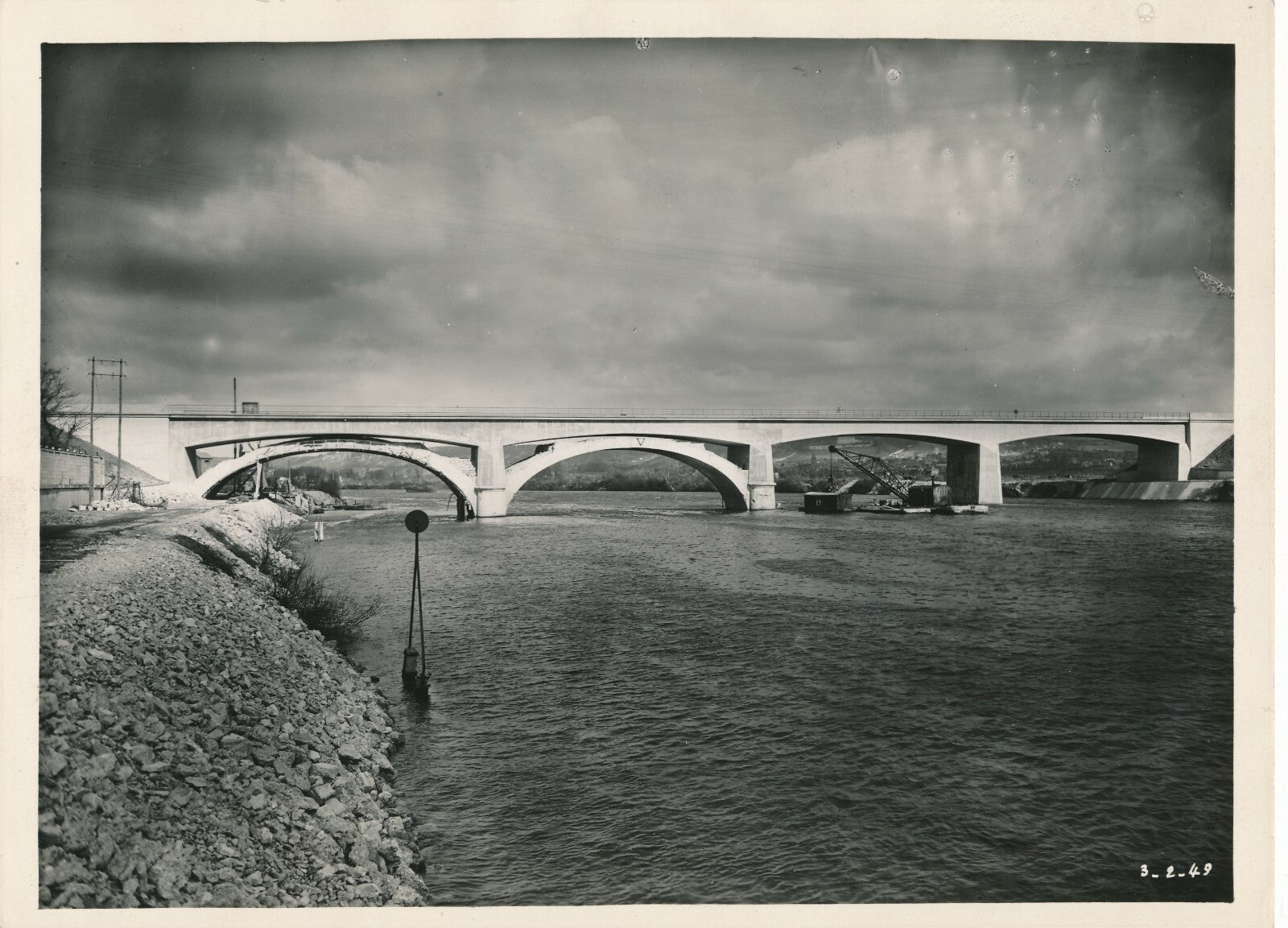 Pont contruction rénovation 1950 12 photo chantier photographie France Le Boyer