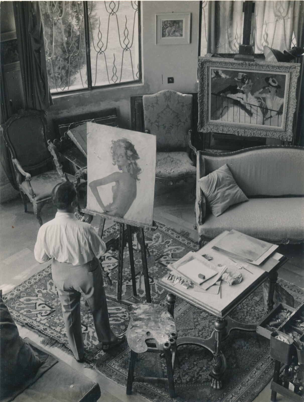 Jean Gabriel DOMERGUE photo photographie atelier peintre chevalet figure