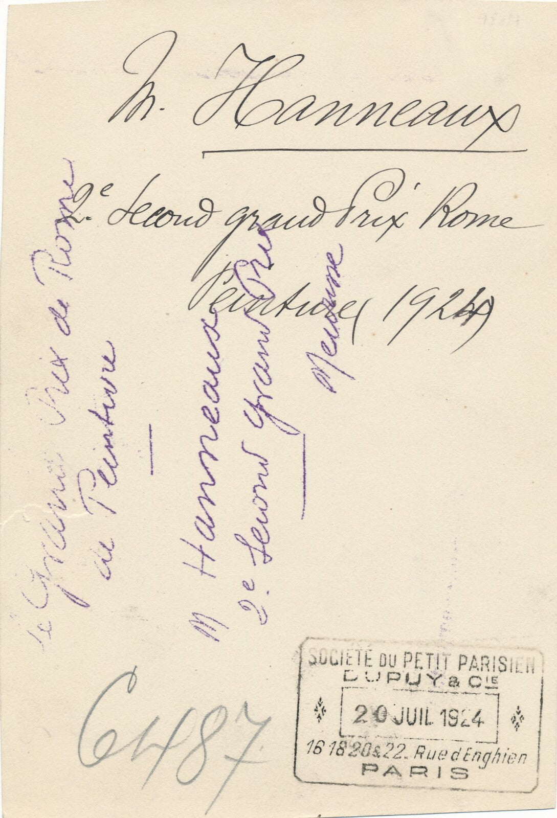 Paul HANNAUX (1897-1954), peintre photo photographie portrait Rome 1924