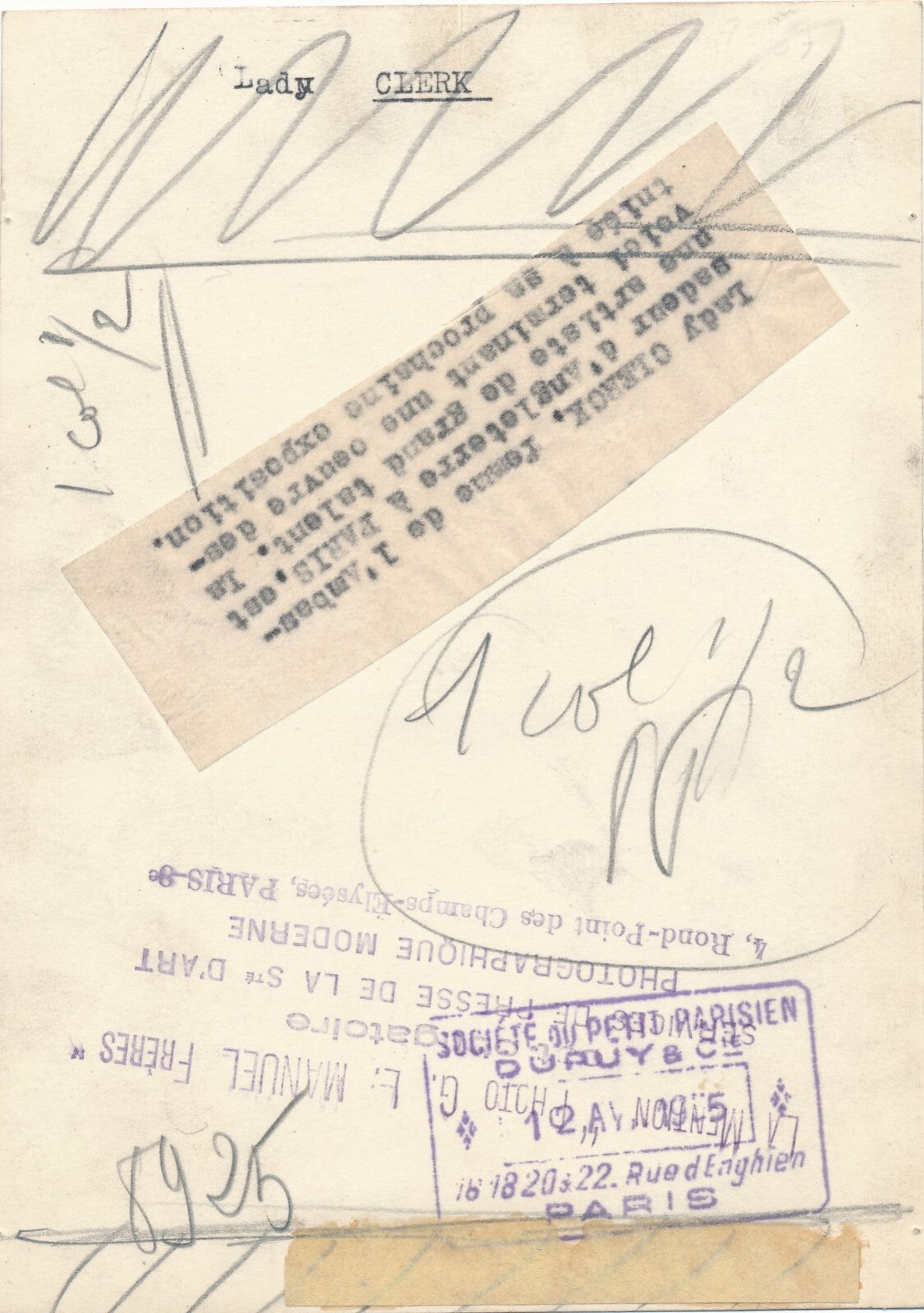 Lady CLERK épouse George Clerk peinture atelier photo photographie