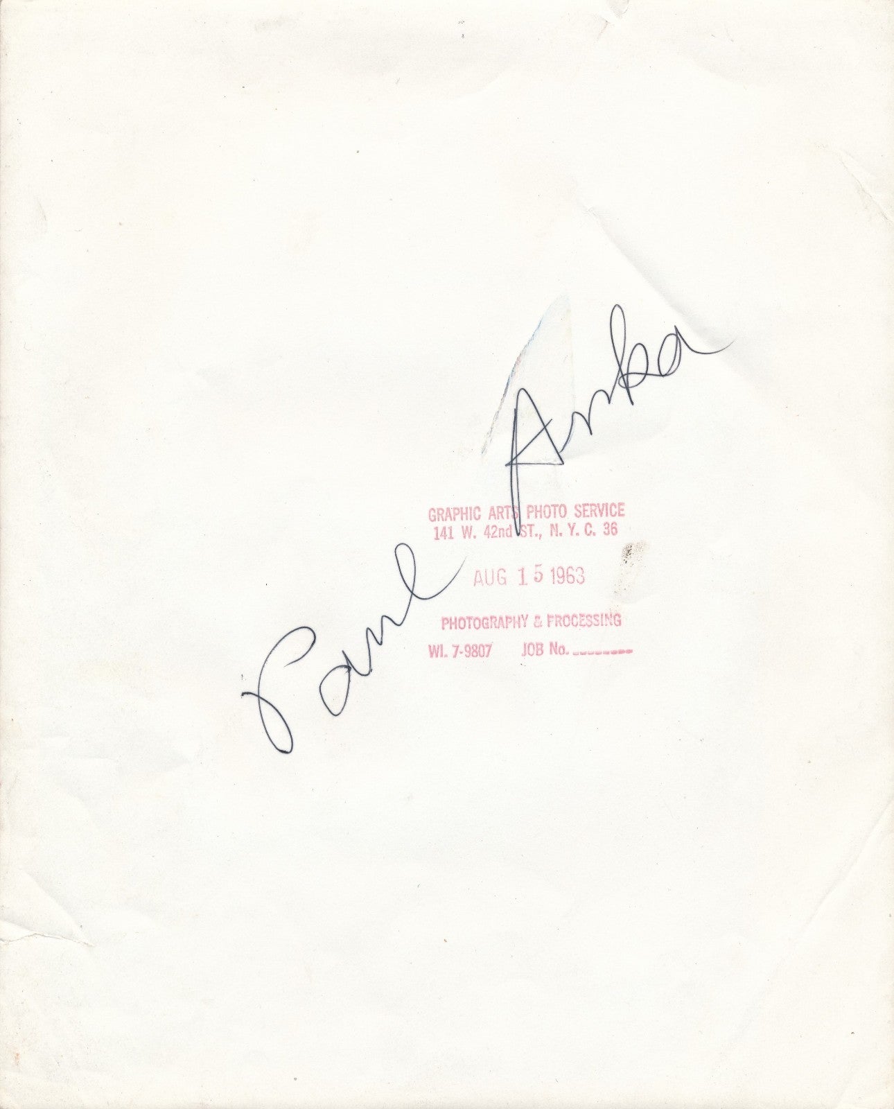 Photographie Paul Anka chanteur, compositeur tirage argentique époque 1953