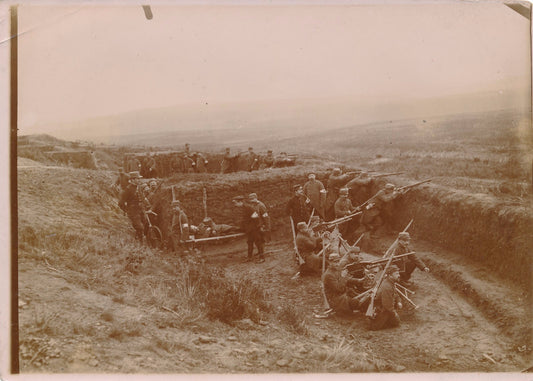 Première guerre mondiale 1914-1918 photo albumine époque tranchée mitrailleuse