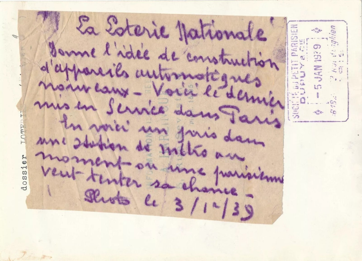 Loterie nationale 11 photo photographie v. 1930-40 belle documentation