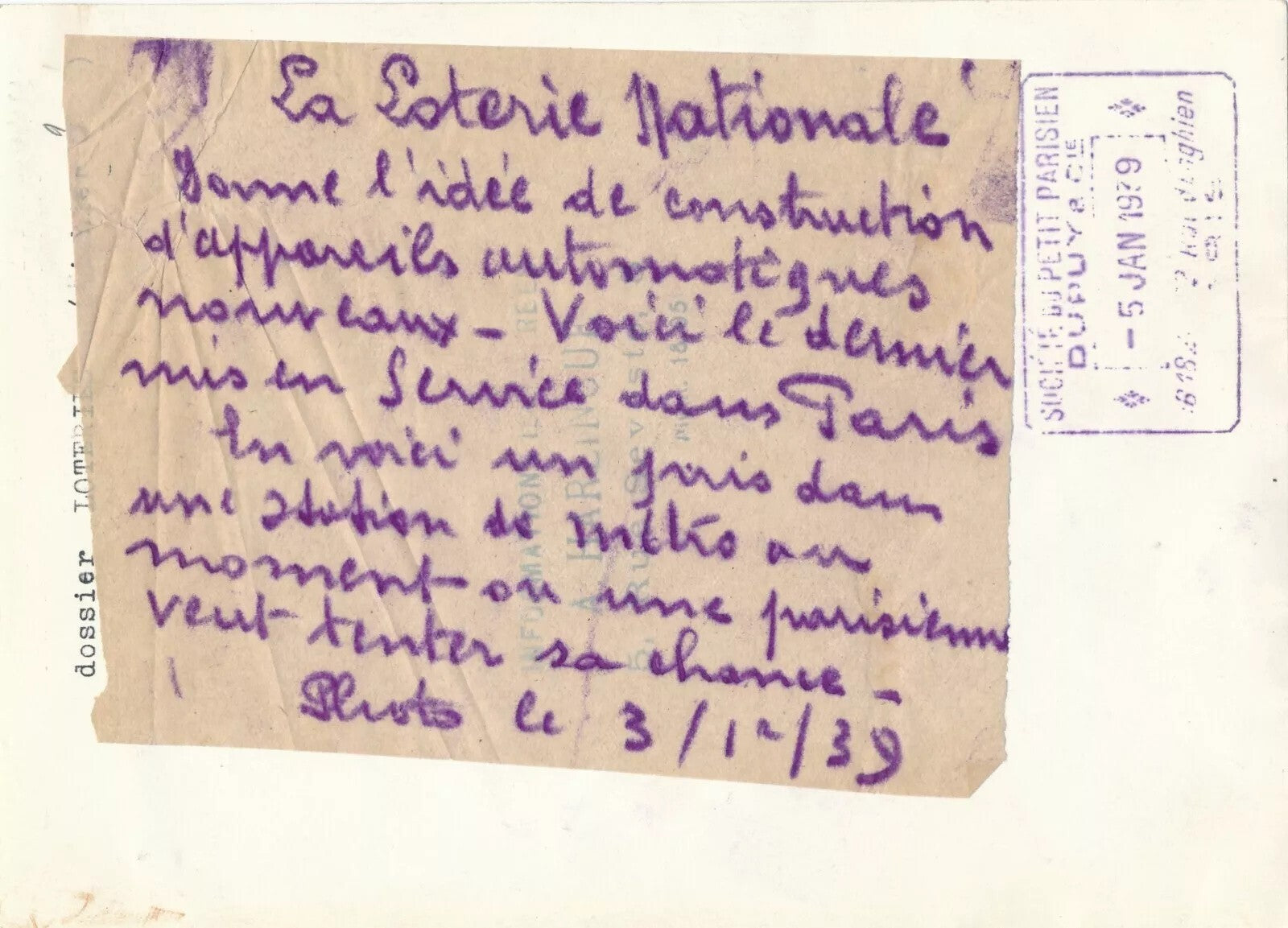 Loterie nationale 11 photo photographie v. 1930-40 belle documentation