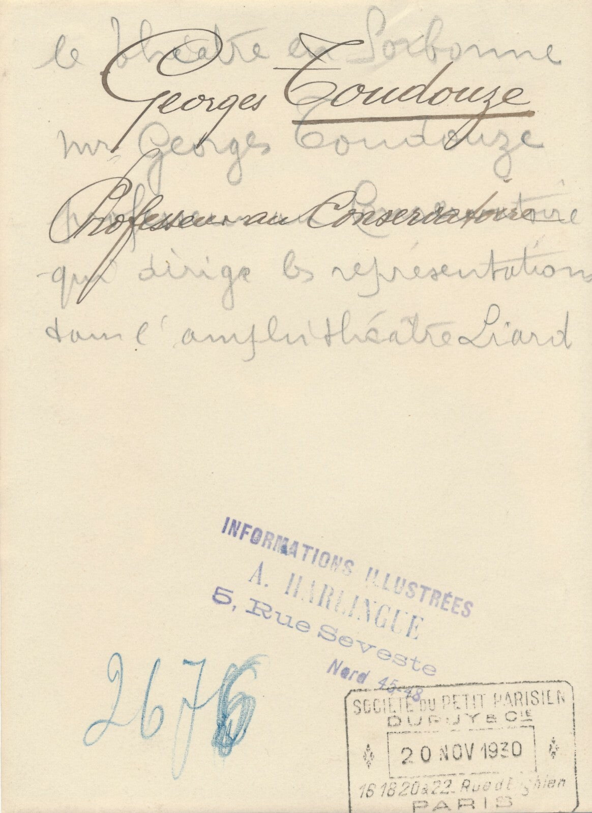 Georges-Gustave TOUDOUZE photo photographie portrait époque  Harlingue