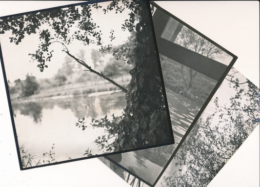 F. Franc-Lamy 3 photo photographie v. 1930 paysage eau péniche