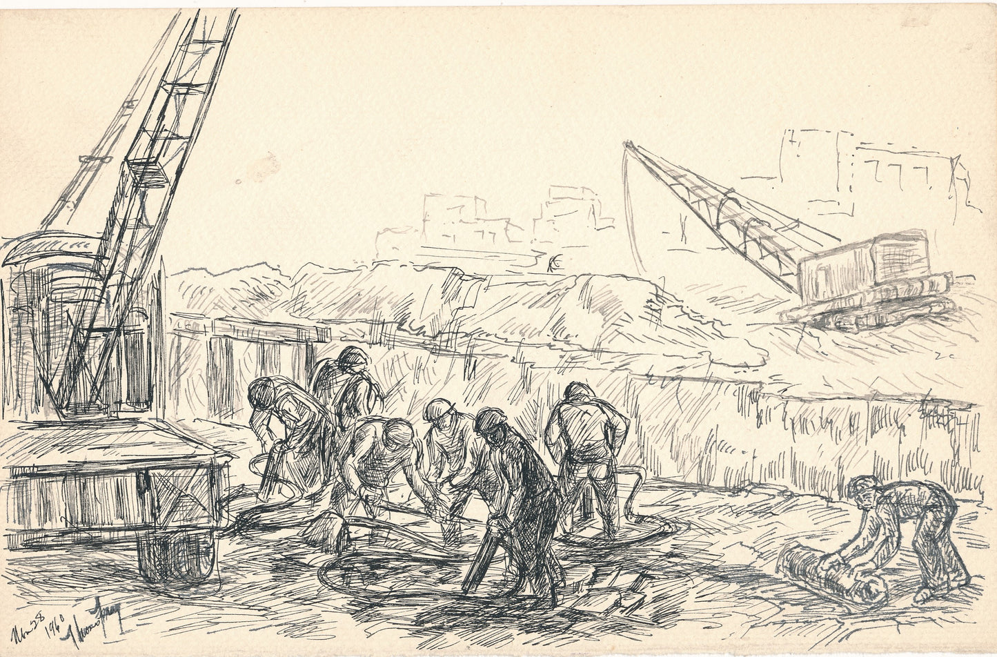 Thomas Frey photographie d'époque et un dessin peintre dessinateur céramiste