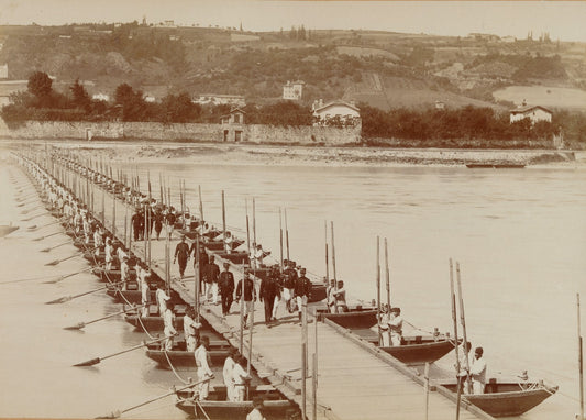 photo Estressin Manœuvres Rhône pontage 1899 albumine époque armée