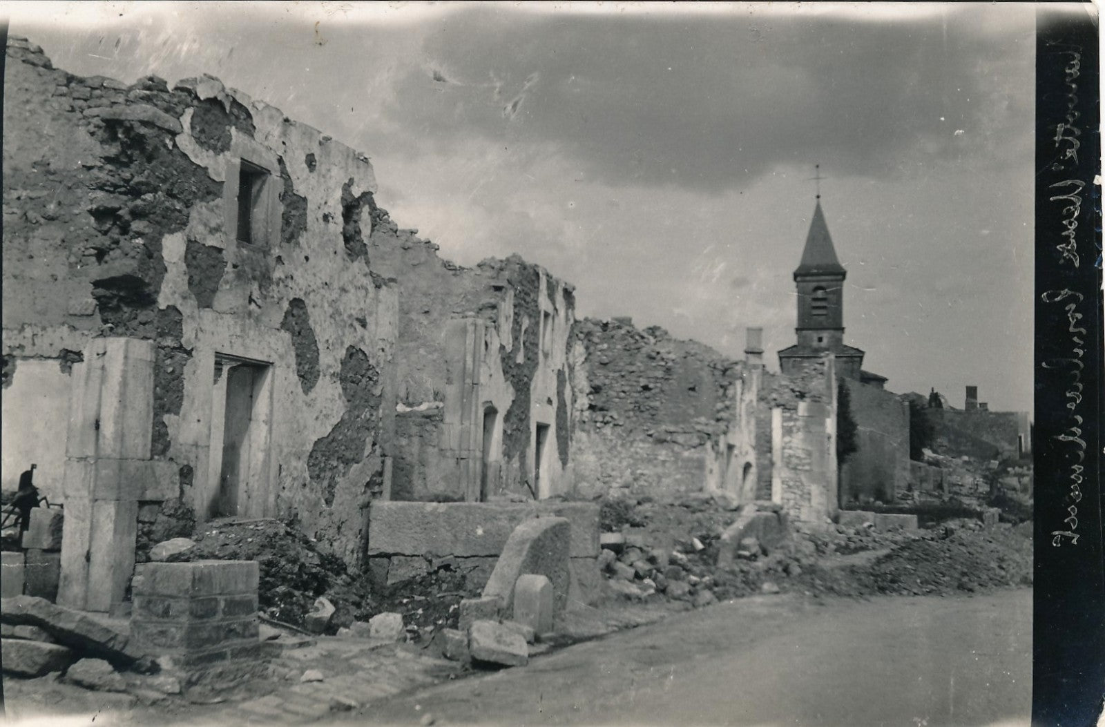 Photo Marbotte Meuse, destruction village argentique époque 1913 eglise